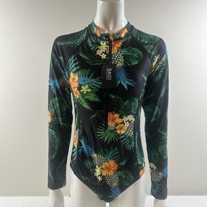 Daci Rash Guard Swimsuit Womens Medium Tropical Floral One Piece Long Sleeve
